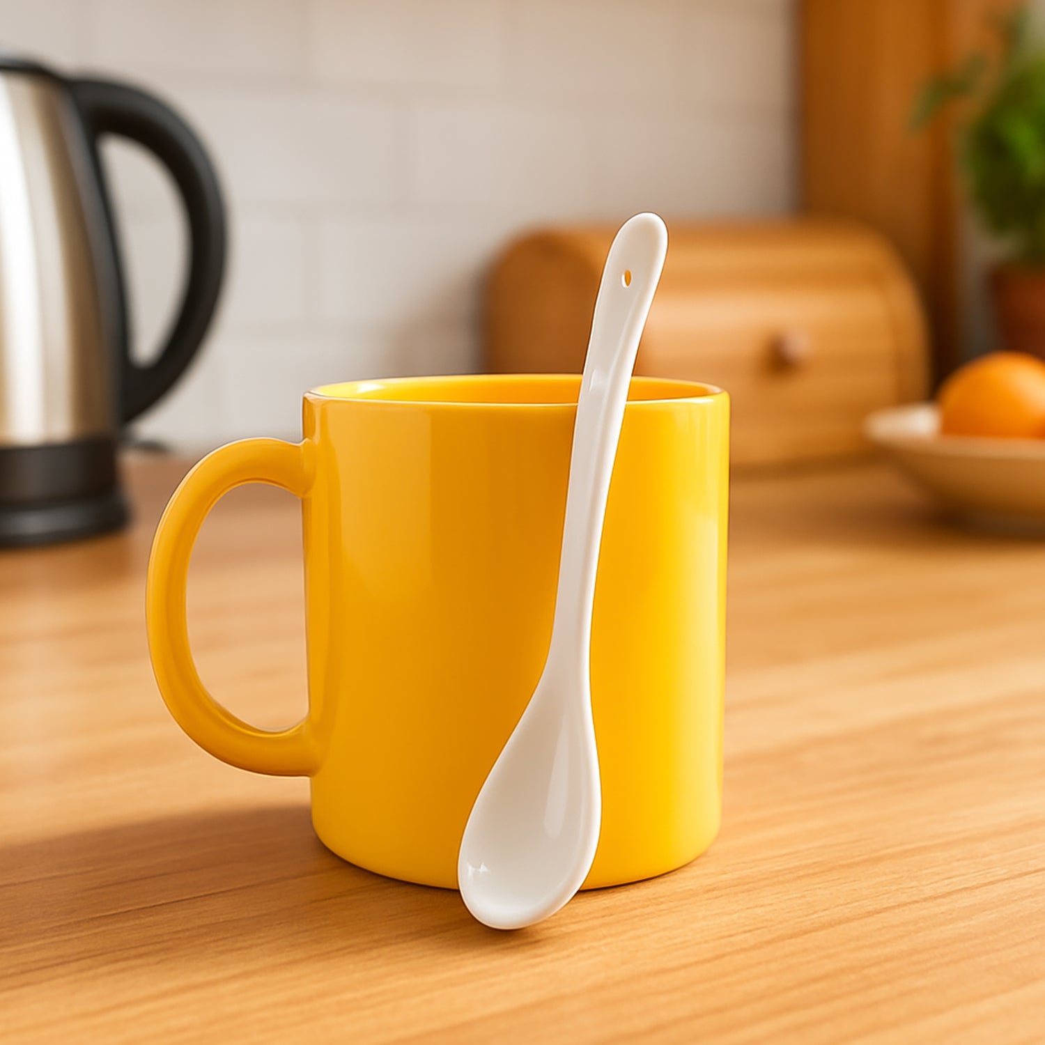 Elegant Ceramic Mug With Matching Spoon Elegant Ceramic Mug With Matching Spoon